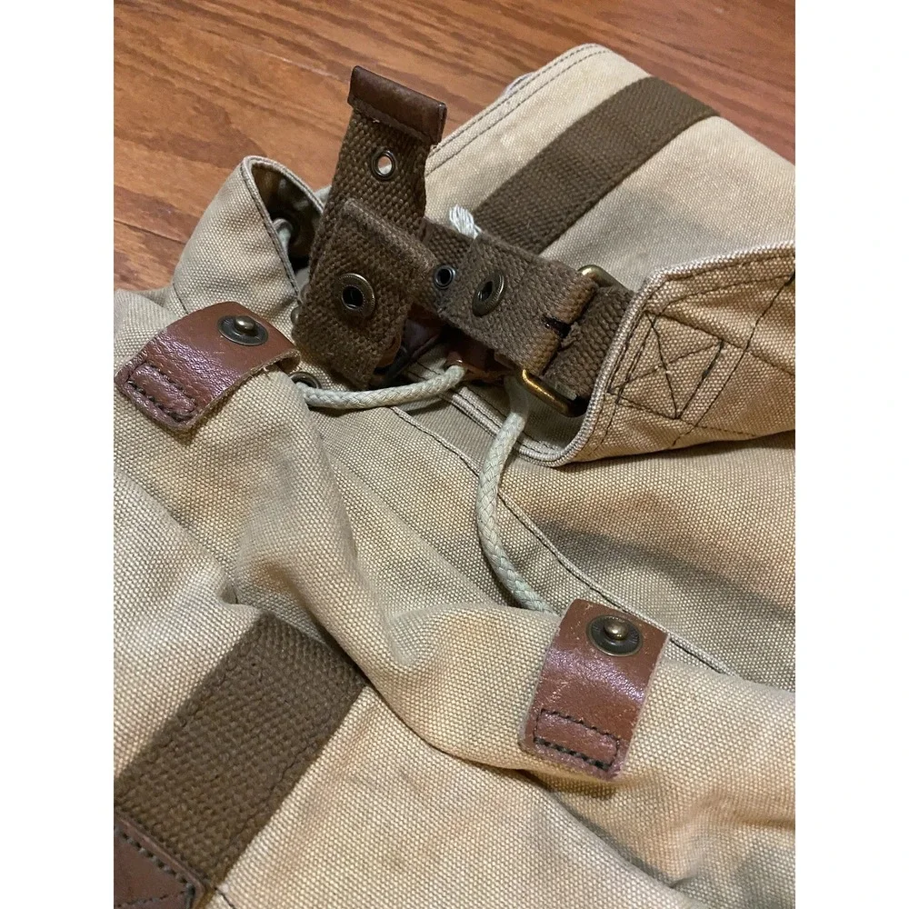 Gootium Canvas Rucksack Backpack Bag Drawstring Buckle Close Messenger Outdoor